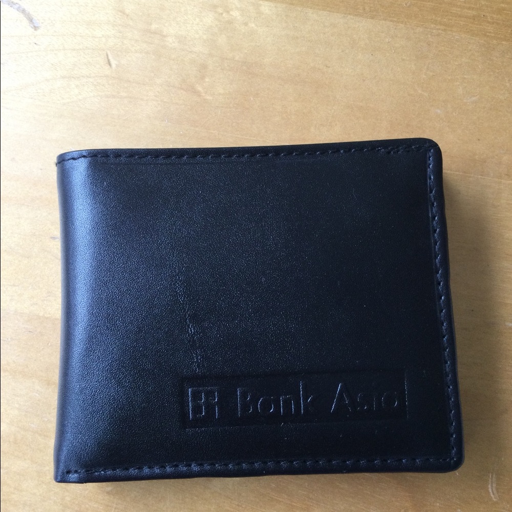 Black Leather wallet with logo